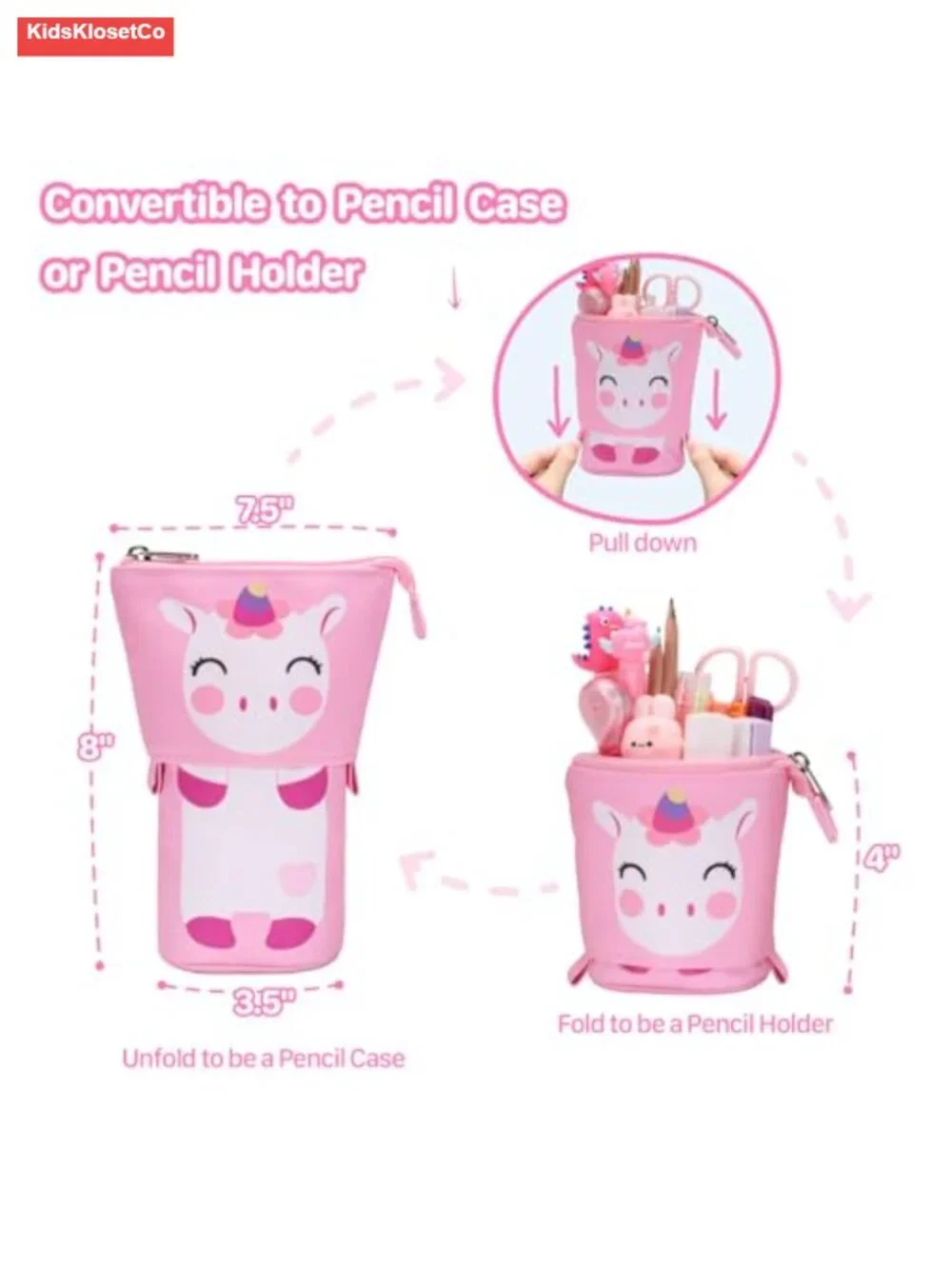 Telescopic Standing Pencil Case - 900D Fabric, Big Capacity with 4 Inner Pockets